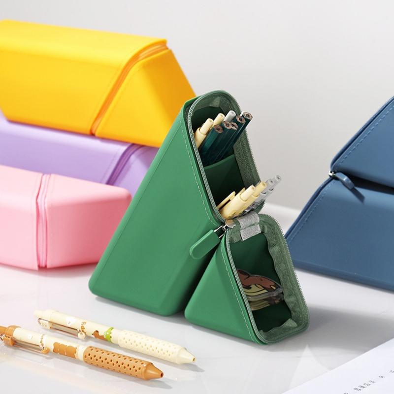 Creative Hollow-Out Soft Silicone Pencil Case, Large-Capacity Pencil Box, Retractable Pencil Pouch, Pen Holder, Stationery Bag