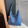 Solid Color Letter Simple Women's Work Shoulder Bag Large Capacity Casual Tote Bag Versatile Handbag Tide