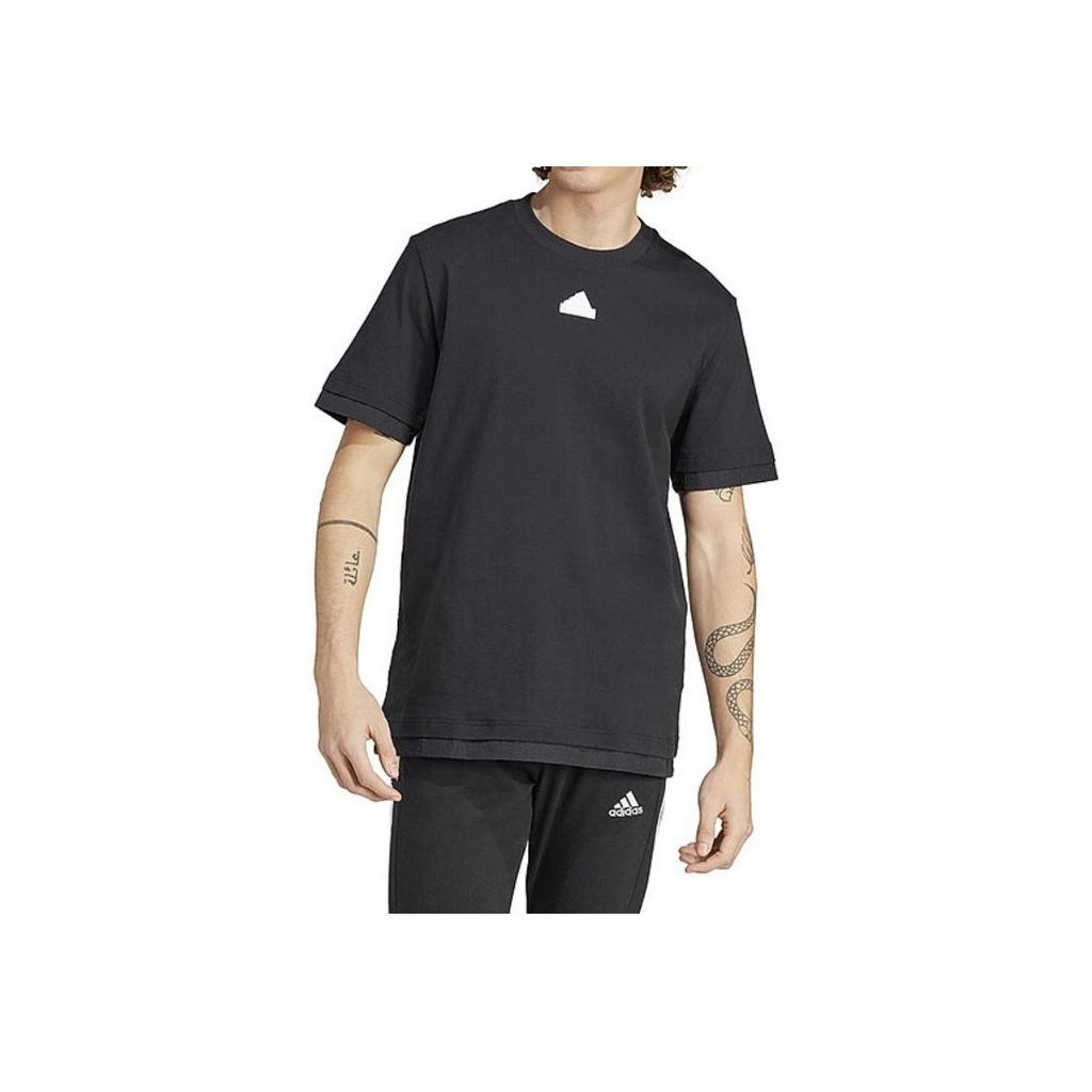 Adidas Solid Color Crew Neck Casual Pullover Short Sleeve T-Shirt Men Tops Black IN3711