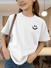 Cute Minimalist Pocket Smiley Face Graphic Kids Tee Boys Girls Family Matching Cotton Crew Neck Short Sleeve Soft Summer Tee