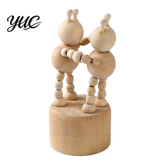 DIY Hand Painted Wood Crafts Wooden Movable Joints Animal Ornament, Doll Joint Ornaments Figures, Natural Decorative Desktop Art for Kids and
