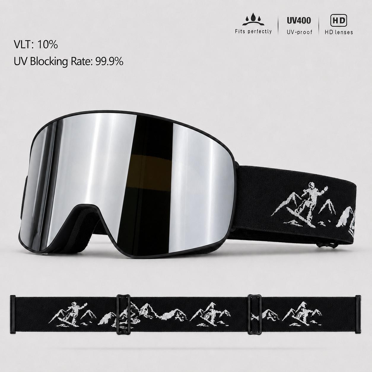 Skibrille für Herren Damen Winter Schnee Snowboardbrille Anti-Beschlag Skibrille Snowboardbrille für Erwachsene Anti-Beschlag UV400 Schutz Schneeskibrille black