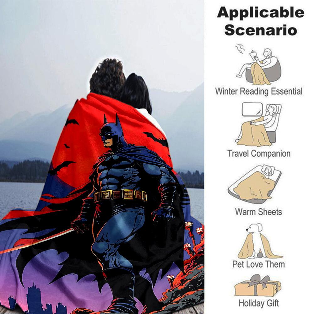 1pc Batman, Full Moon Flannel Blanket Soft Warm Throw for Home, Office, Travel, All-Season Cozy Bedding GiftL1038