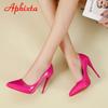 Aphixta 12cm Super High Thin Heels Pumps Women Shoes Pointed Toe Patent Leather Wedding Colorful Dress Stiletto Heel Shoes Woman