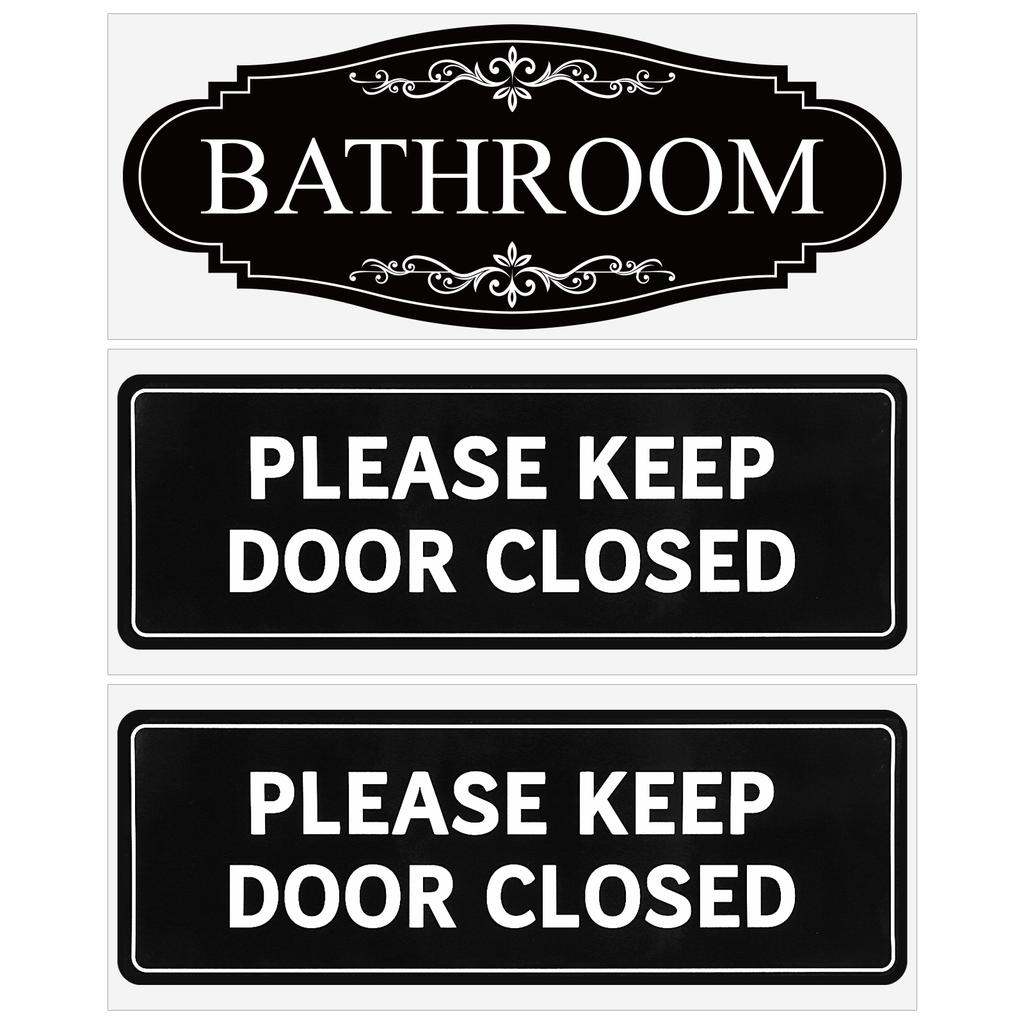 Haiabei 3 Stück Badezimmer-Schild Aufkleber Für Geschäft Und Zuhause Selbstklebend Niedliche Badezimmer-Dekoration Bitte Tür Geschlossen Halten Für Tür Wate