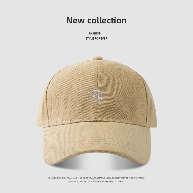 Korean Style RH Letter Embroidery Baseball Cap Simple Versatile Large Head Size Face Slimming Street Fashion Hip Hop Cap
