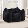 Fauteuil Poire Géant avec coussin, Fauteuils Poire Confortables et Grands pour Adultes et Enfants, Canapé de Sol en Fausse Fourrure pour Salon Chambre Appartement, Noir