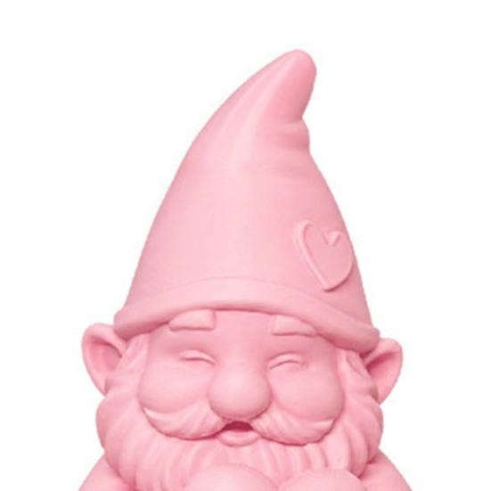 Sweet Atmosphere Ornament 3D Printed Garden Gnome Statue Holding Heart, Cute Pink Figurine, Weather-Resistant Indoor Burr-free Sculpture and Outdoor,