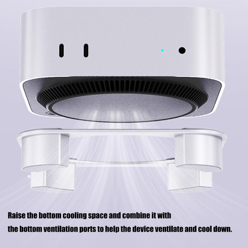 Ventilated Computer Base For MiniM4 Computer Support With Bottom Airflows Optimization And Protective Silicone Cushions