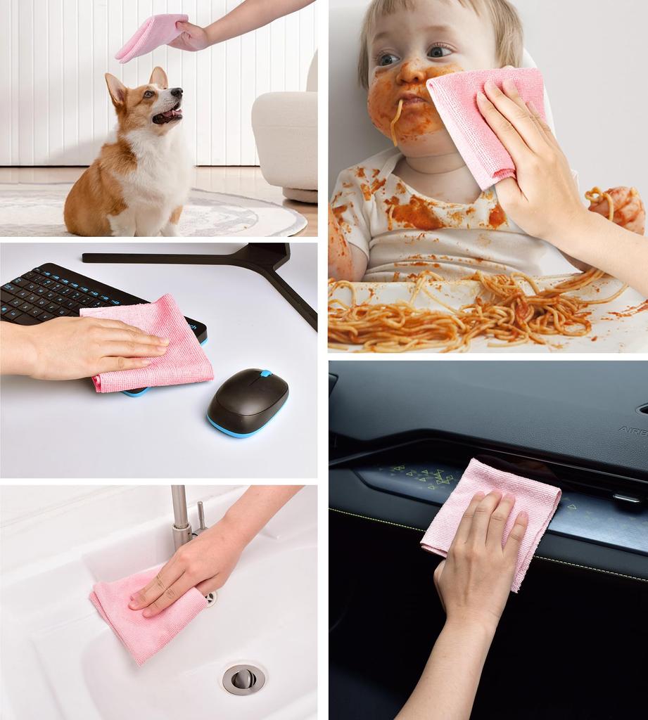 Microfiber Cleaning Cloth Roll - Tear-Away Reusable Microfiber Paper Towels, Lint-Free, Washable, 20 Sheets for Kitchen, Dishes