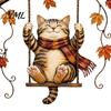 Autumn Theme Door Decorations Cat Metal Wall Decor, Fall Tin Sign Plaque, Swing Decorative Crafts for Home Art Decoration Thanksgiving Harvest