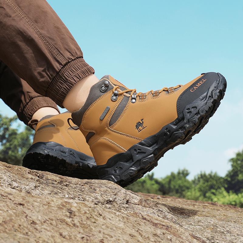 Outdoor Waterproof Hiking Shoes for Men  Leather Walking Sneakers Anti-Slip Climbing Trekking Shoes Comfortable Man Work Boots