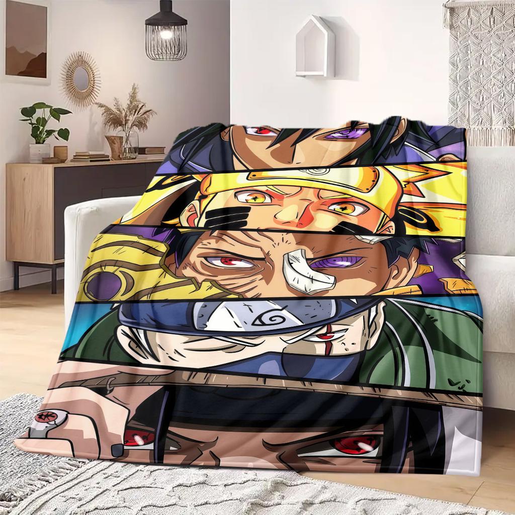Naruto Cartoon Flannel Blanket Vibrant Printed Pattern Fit For Bedroom Sofa Bed Chair Travel Picnic -HE20