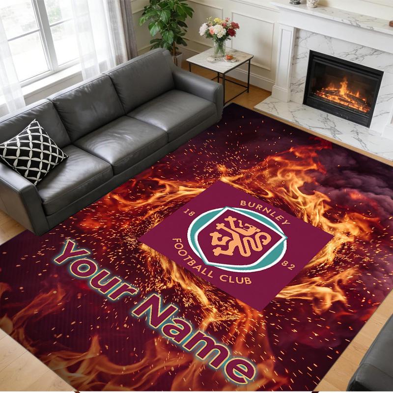 Crystal Velvet Rug Custom Name Text, Soft Non Slip Floor Mat Home DecorBurnley Football