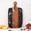 Acacia Wood Marble Splicing Style Cutting Board Serving Board for Steak Fruits With Handle Non-Slip Cutting Board for Kitchen