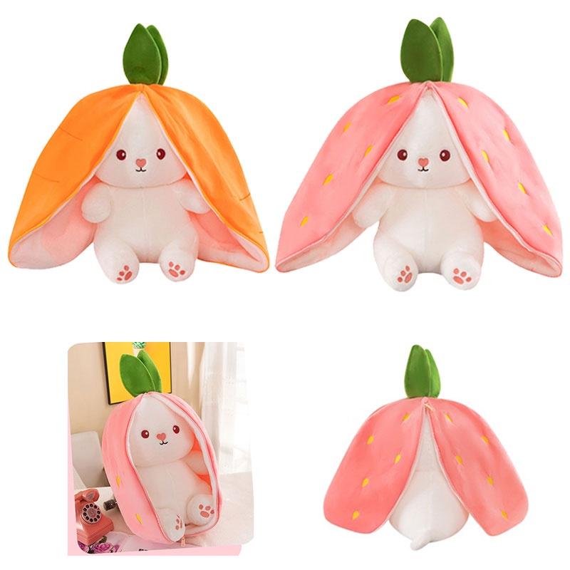 Creative Children's Bunny Doll-transforming Plush Toy With Carrot And Strawberry Options