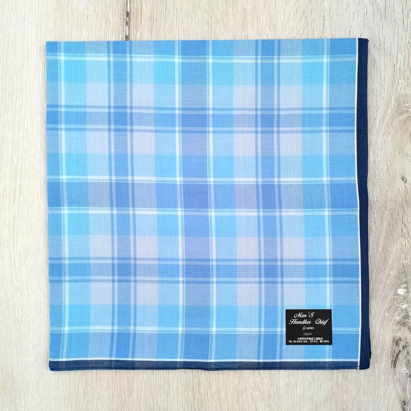 

Japanese Import Men Handkerchief Pure Cotton Sweat-Absorbent Portable Gingham Handkerchief Cotton Pocket Square Sweat-Wiping Thin Square Scarf Gift Sky Blue