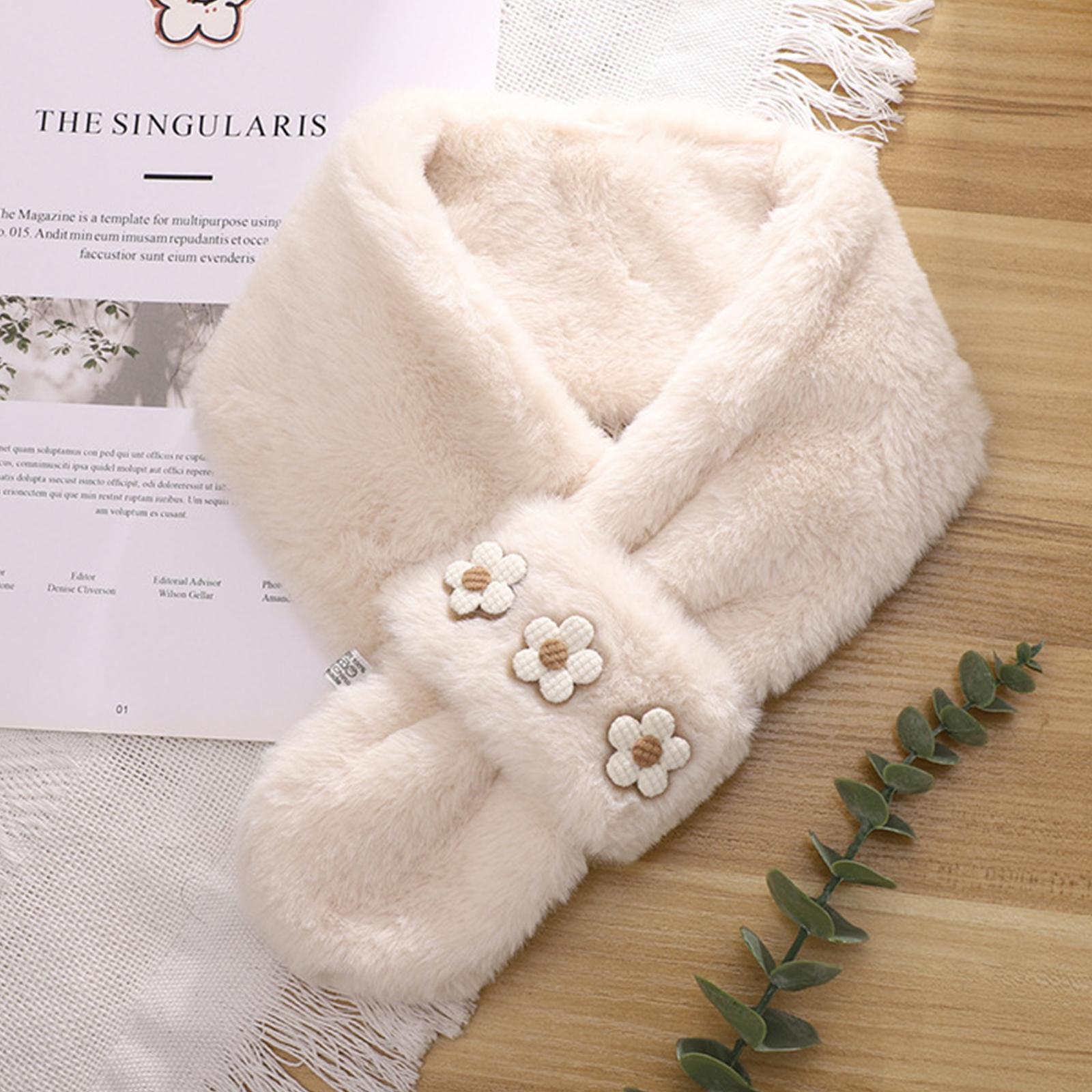 

Ladies Scarf Cute Small Flower Thickened Warm Cross Neck One Size