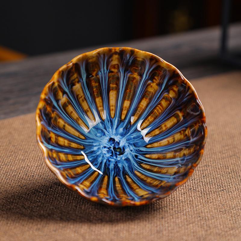 Handcrafted Jianzhan Tenmoku Glazed Ceramic Teacup - Large Creative Douli Tasting Bowl.