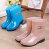 New women's rain shoes fashionable shallow mouth anti-skid medium tube rain shoes warm kitchen shoes boots rubber shoes