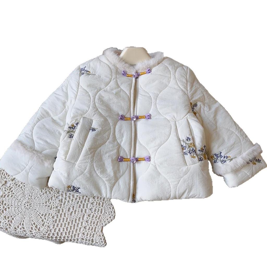 Girls' Korean-Style Winter Cotton Jacket with Fur Trim - BWB079