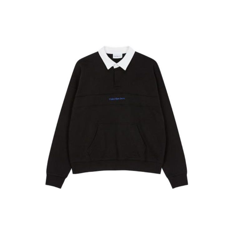 

Calvin Klein Letter Print Fitted Long Sleeve Polo Shirt Unisex tops Black J324404-BEH L