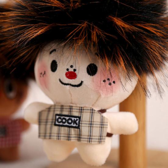 Funny Plush Keychain Cute Bag Charms with Pom Pom Hair Soft Stuffed Keyrings for Handbag Backpack Purse Accessory