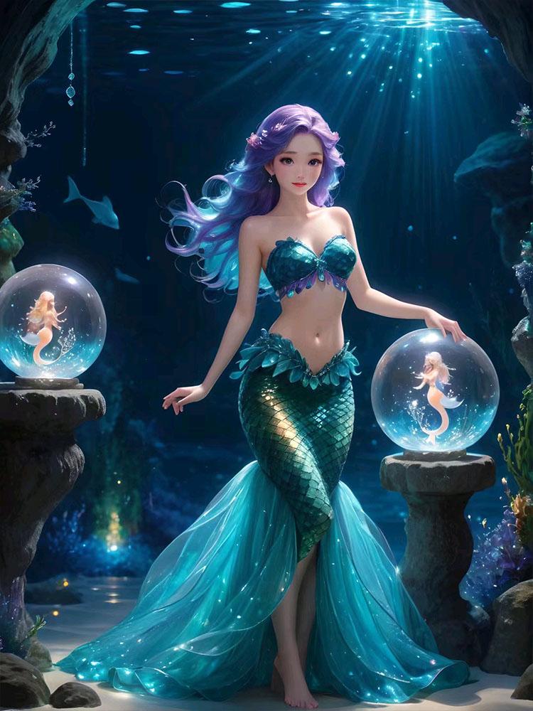 5D DIY Diamond Embroidery Abstract Art Diamond Painting Painted Mermaid Picture Cross Stitch Diamond Mosaic New  Wall Art