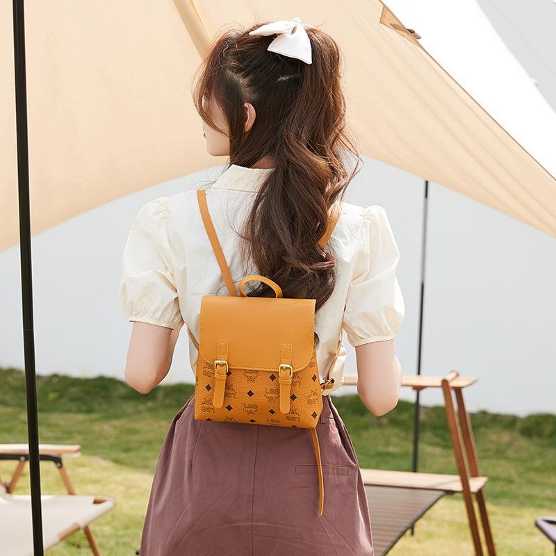 Printed retro backpack versatile fashion texture niche women's bag