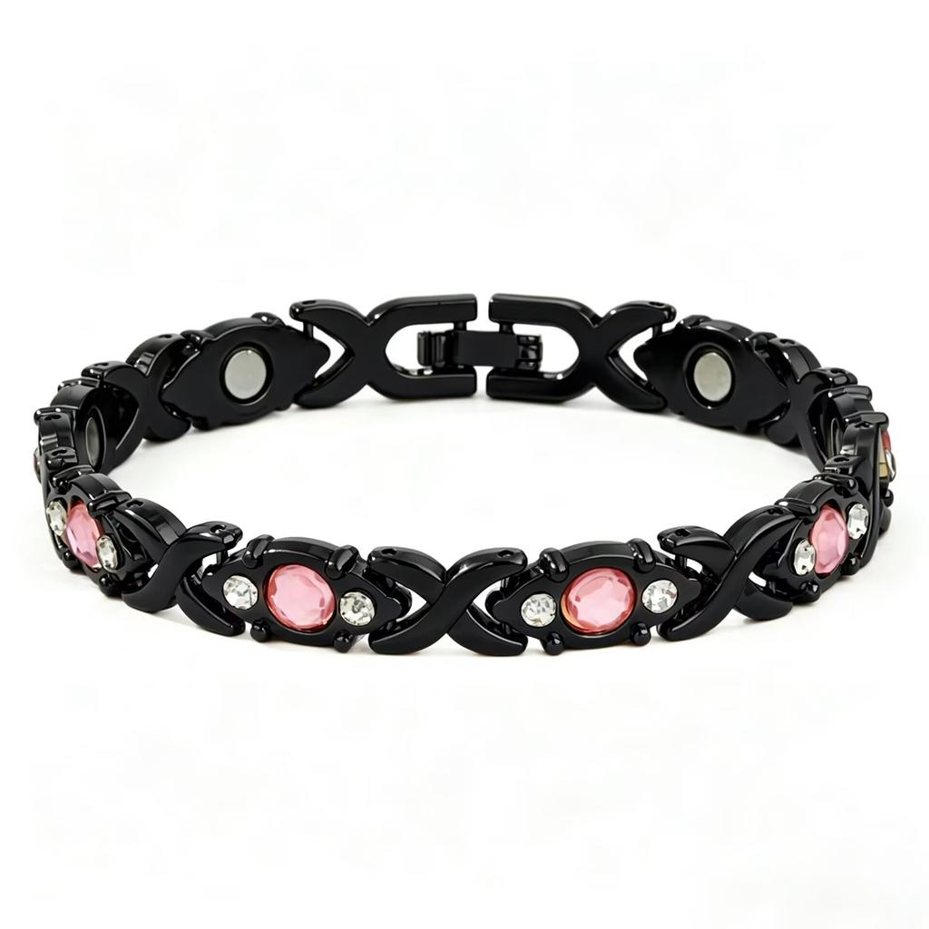 Ladies Detachable Energy Magnetic Bracelet Eco Friendly Rhinestone Adjustable Bangle