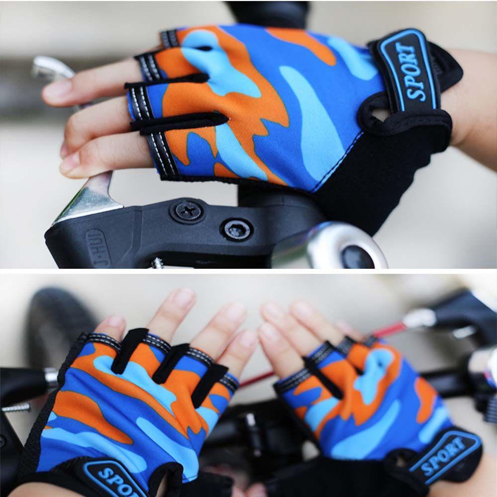 Elastic Hiking Camouflage Bike Mittens Riding Equipment Children Cycling Gloves Half Finger Golves