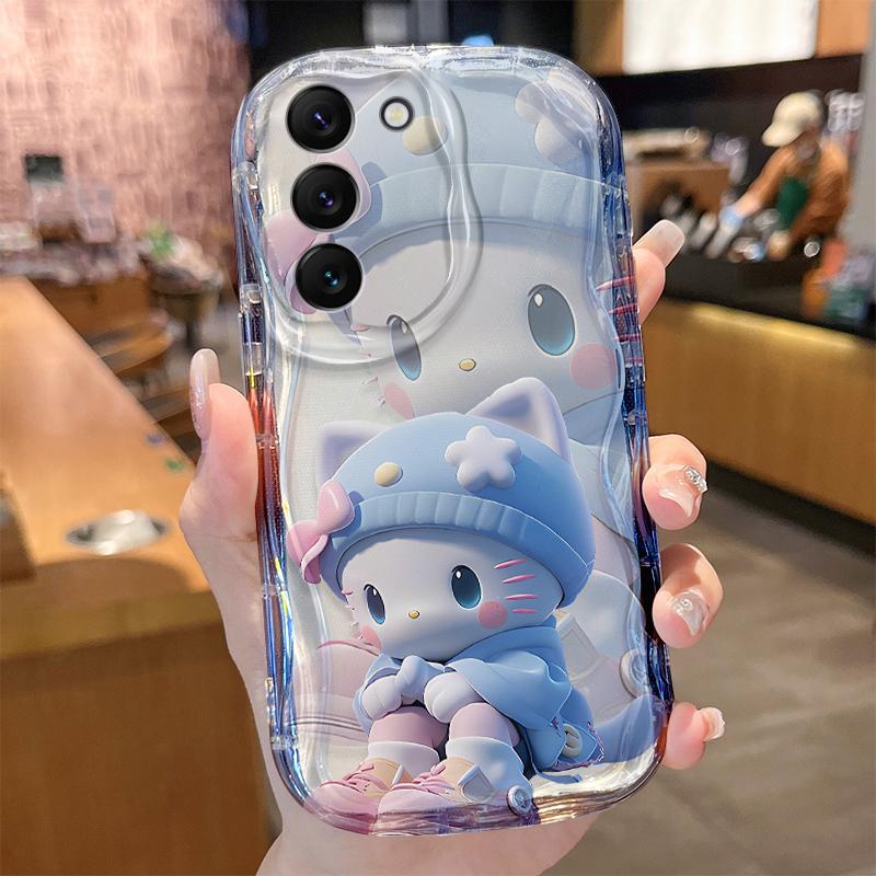 Hello Kitty Wave Case for Samsung Galaxy S24 S23 S22 S21 Ultra Plus S20 FE A73 A72 A71 A55 A54 5G A53 A52 A51 4G A50S A50 Cover