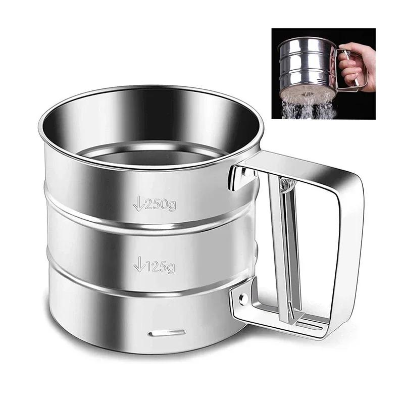 

1 шт. Нержавеющая сталь сито для муки с мелкими ячейками сито для муки сахарная пудра ручное сито чашка кухонный гаджет для выпечки кондитерских изделий