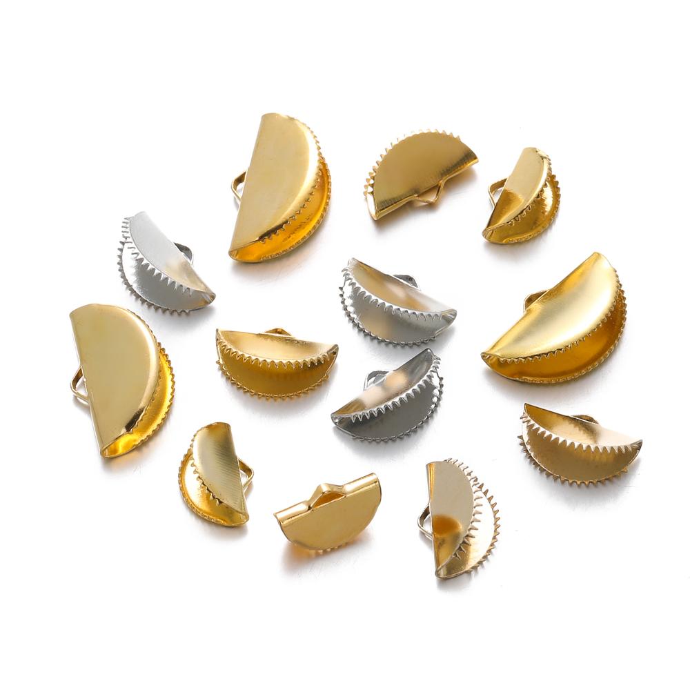 30Pcs/Lot 13/15/20mm Metal Crimps End Caps for Tassel Leather Cord End Fastener Connectors Clasps Jewelry Making Accessories