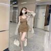 Pure desire vest dress set women's short skirt autumn new sweet spice girl pleated hip skirt two-piece set