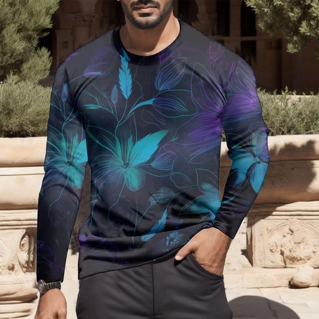 Modna męska koszulka z nadrukiem cyfrowym, na co dzień, wygodna, z długim rękawem, wiosenna i jesienna, codzienna, codzienna, oddychająca, męska, zewnętrzna S.