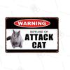Pet Shop Warning Sign Beware of The Attack Cat Metal Sign Animals Tin Plate Pet Shop Wall Sticker Decoration Vintage Home Decor