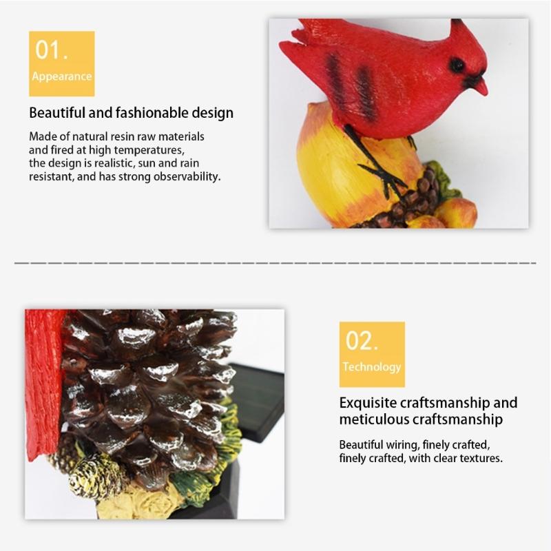 Cute Landscape Light Unique Pinecone/Nut Red Bird Solar Garden Light Outdoor Lighting Waterproof IP55 for Garden Yards