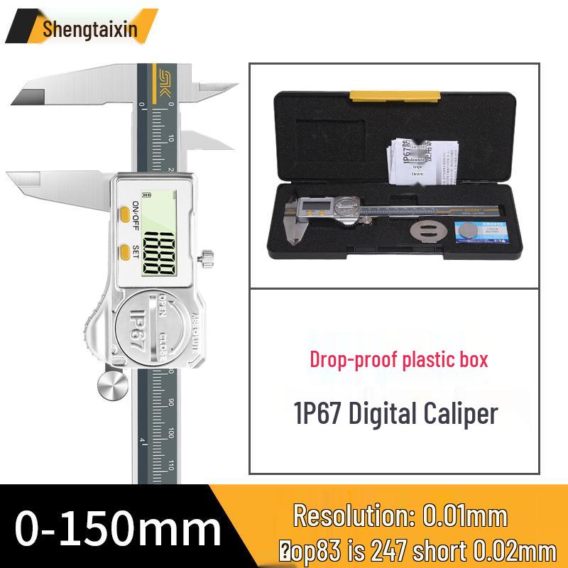 Shengtai Xin IP67 Waterproof Stainless Steel Digital Vernier Caliper, High Precision, Industrial Grade Depth Measurement Tool.