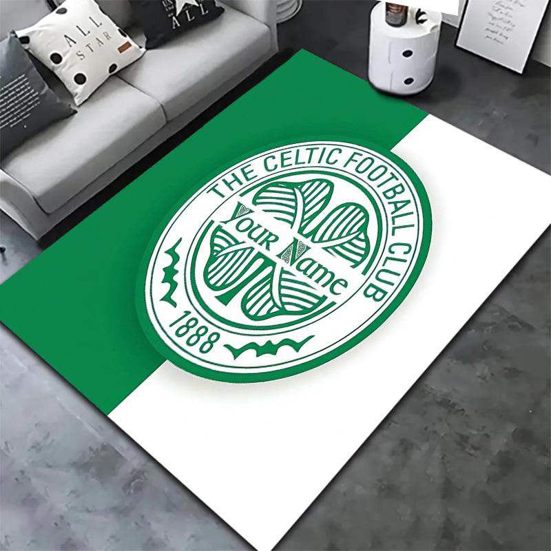 Tappeto Personalizzato con Stemma Celtic Fc per Soggiorno Camera da Letto Casa Decorazione Divano Tappetino Antiscivolo per Giochi Bambini