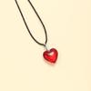 Trendy Red Heart Shaped Jewelry Necklace Adjustable Length Collarbone Chain Accessories For Fashion Lovers