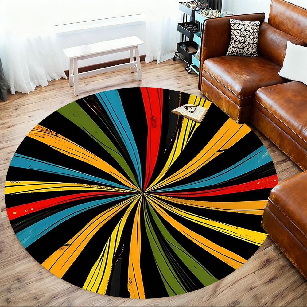 1pc colorful spiral Round Chair mat Area Rug - Non-Slip, Floor Mat for Office, Bedroom, and Indoor Decor -1002253