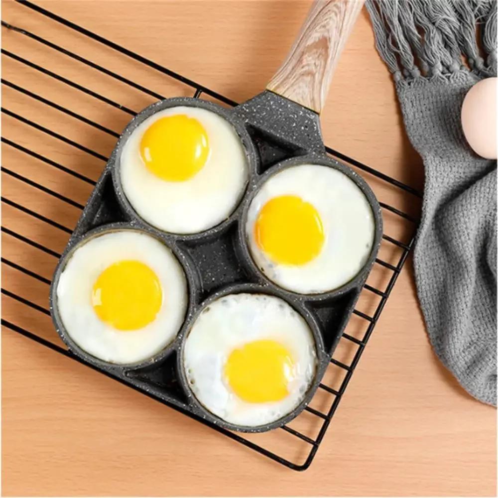 4 Hole Omelet Pan Thickened Nonstick Egg Omelette Grilled Steak Cooking Pan Hamburger Bread Breakfast Maker Induction Cookware