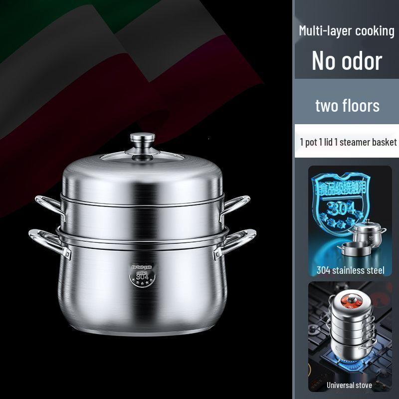 304 Stainless Steel Energy-Saving 4-Layer No-Flavor-Transfer Induction Steamer