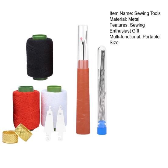 34Pcs/Set Sewing Tools Kit with Needle Threader Thread Remover Thimbles Assorted Size Needle Colorful Thread Spool Portable Sewing Tools