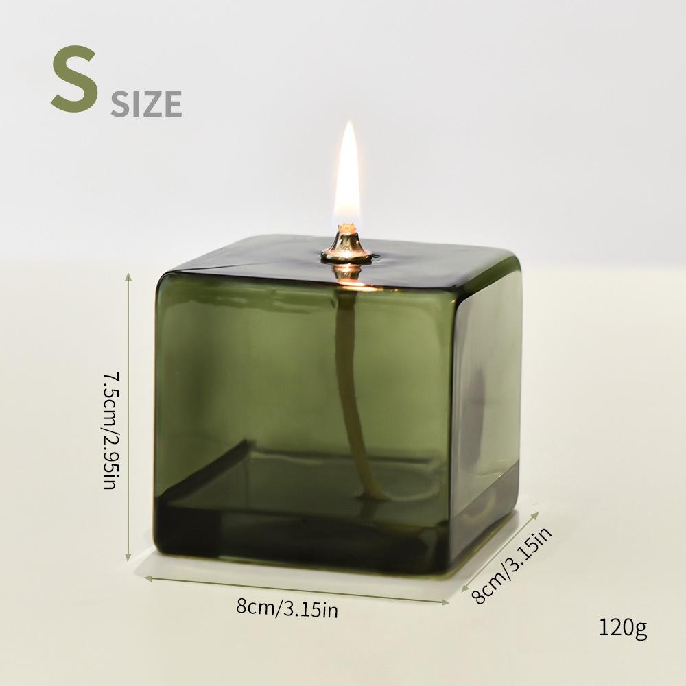 

Creative Glass Candle Holder Room Decoration Color Square Candle Holder Home Furnishings Home Desktop Smoke Free Crispy Oil Lamp