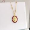 QMHJE Virgin Mary Pendant Charm Necklace Women Cross Scared Heart Jesus Choker Seed Beads Stainless Steel Chain Gold Color Mom