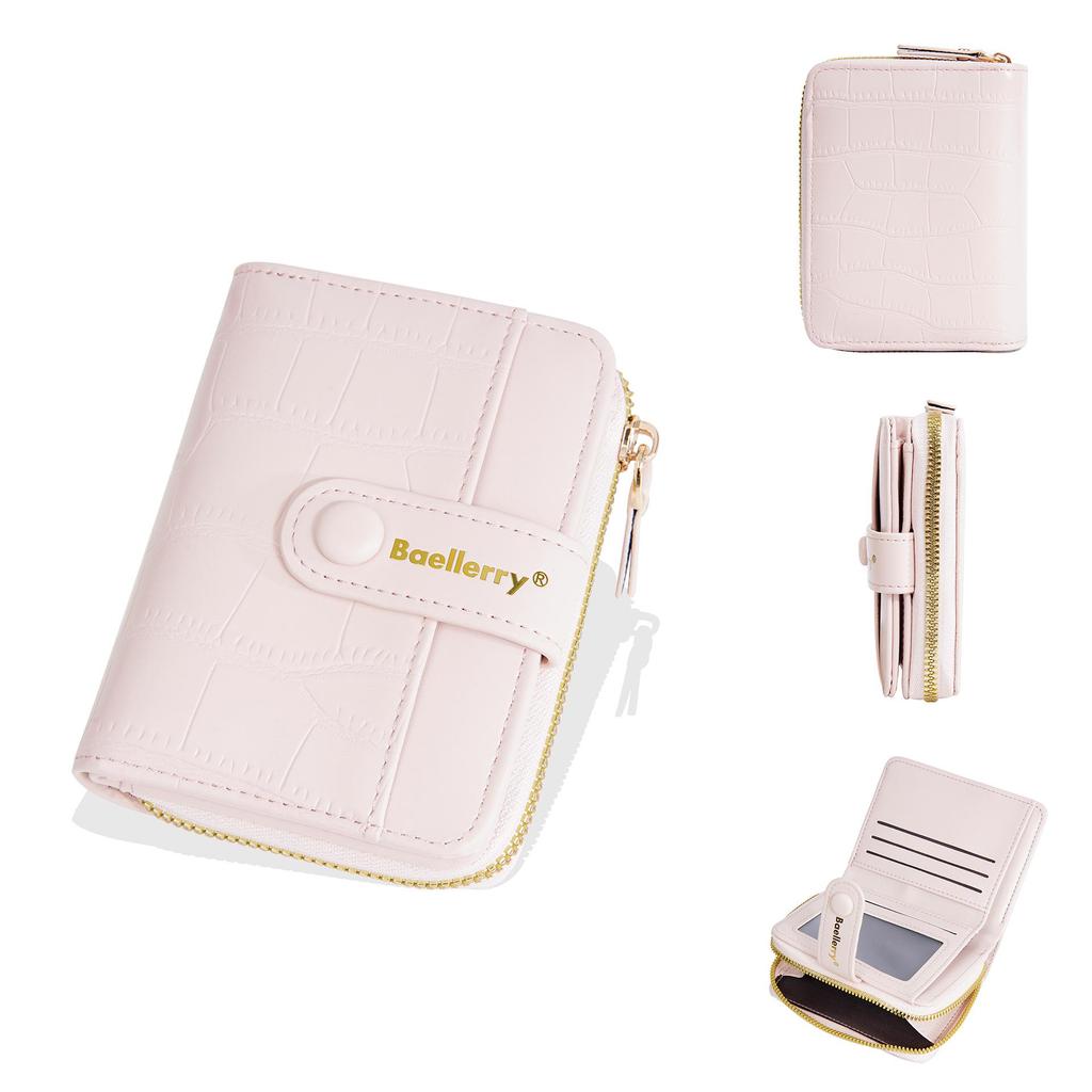 Baellerry Women's Stone Texture Short Wallet with Multi-Card Slots and Zippered Coin Purse