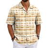 Men's Summer Hawaiian Print Cuban Collar Shirt Short Sleeve Button Down Casual Beach Shirt Lightweight Breathable Fabric