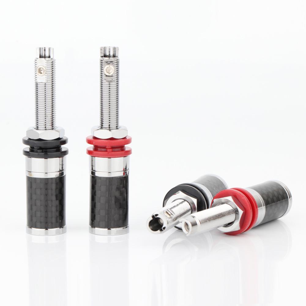 Carbon Fiber Rhodium White Gold Speaker Binding Posts & Female Sockets